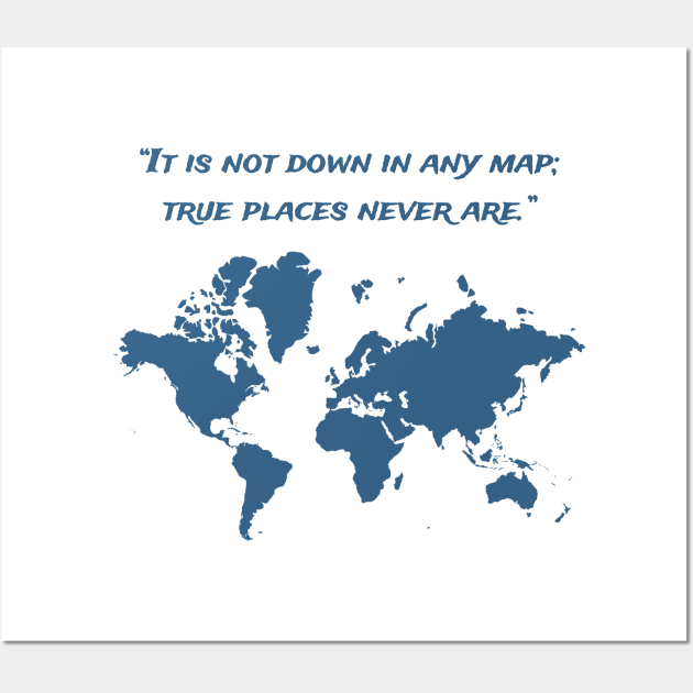 Travel Map with a Quote Wall Art by Hindone